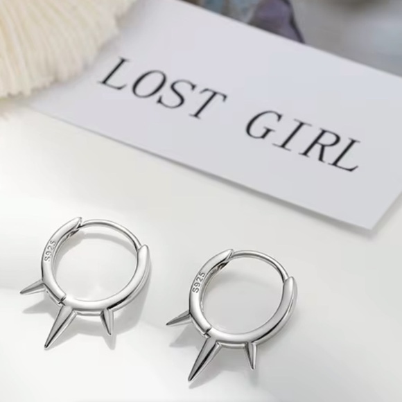 Kate Spade Inspired 925 Sterling Silver Spike Hoop Earrings - Picture 1 of 5